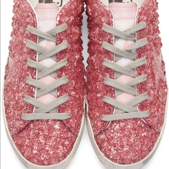 Golden Goose Shoes - Golden Goose sz9/39 pink glittered jewel sneakers